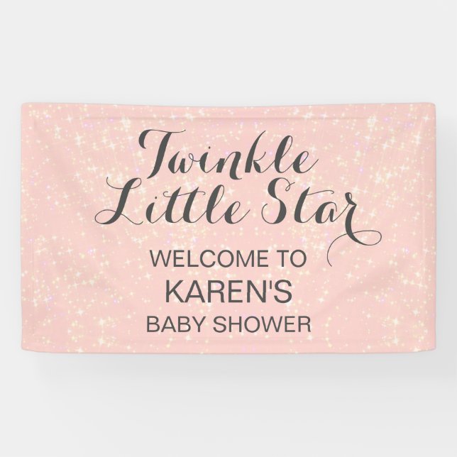 Twinkle Little Star Blush Pink Baby Shower Banner (Horizontal)