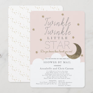 Twinkle Little Star Blush Pink Baby Shower by Mail Invitation