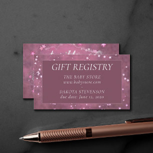 Twinkle Little Star   Bold Pink Mint Baby Registry Enclosure Card