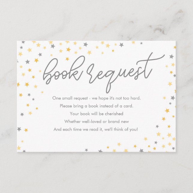 Twinkle Little Star Book Request Card | Grey (Front)