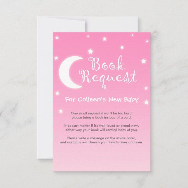 Twinkle Little Star Book Request with poem in pink Invitation (Front)