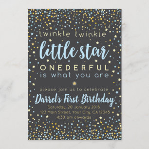 Twinkle Little Star Boy Invitation premier anniver