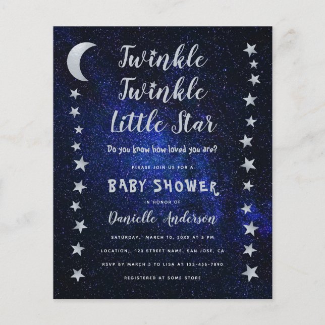 Twinkle Little Star Budget Baby Shower Invitation (Front)
