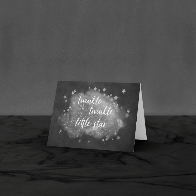 Twinkle Little Star | Charcoal Grey and Silver Thank You Card (Creator Uploaded)