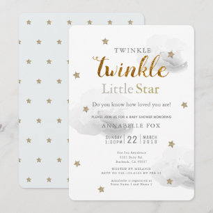 Twinkle Little Star & Cloud Baby Shower Invitation