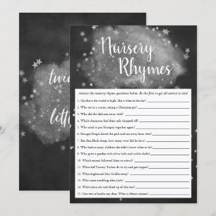 Twinkle Little Star   Dark Grey Nursery Rhyme Game Invitation