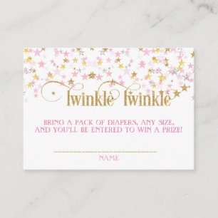 Twinkle Little Star Diaper Raffle Pink Gold Creme Enclosure Card