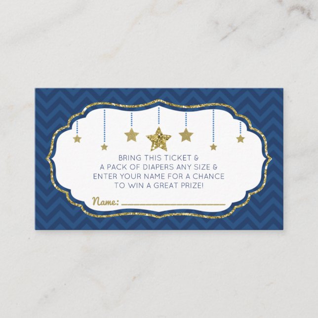 Twinkle Little Star Diaper Raffle Ticket Enclosure Card (Front)