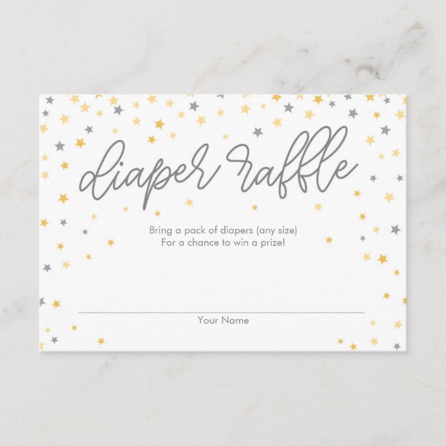 Twinkle Little Star Diaper Raffle Ticket Grey Enclosure Card (Front)