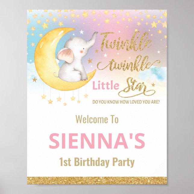 Twinkle Little Star Elephant Affiche de bienvenue  (Devant)