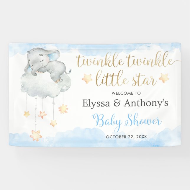 Twinkle Little Star elephant baby shower banner (Horizontal)