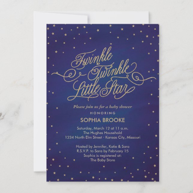 Twinkle Little Star Enchanted Baby Shower Invitation (Front)