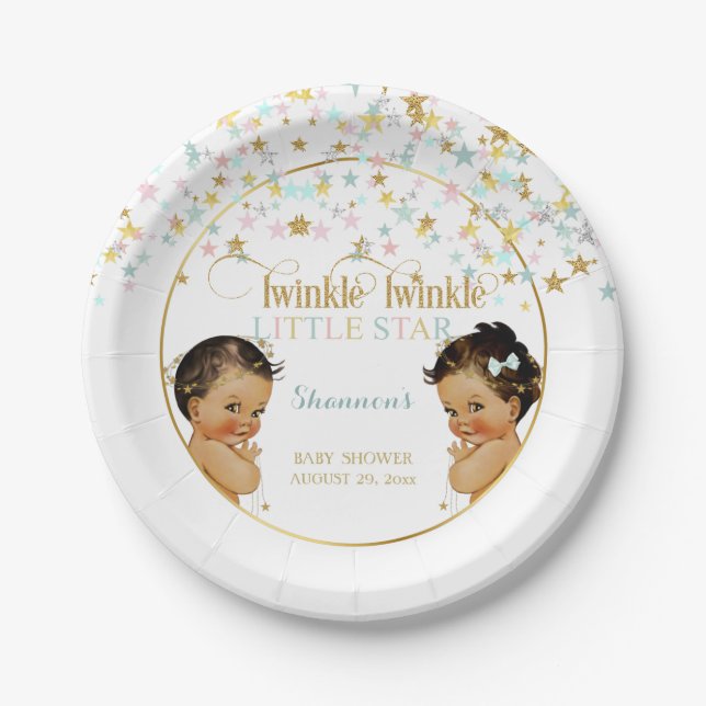Twinkle Little Star Ethnic Baby Gender Neutral Paper Plate (Front)