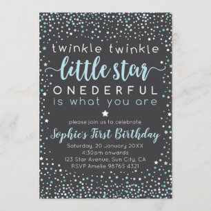 Twinkle Little Star   First Birthday Invitation