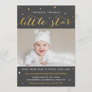 Twinkle Little Star First Birthday Invitations