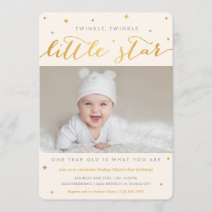 Twinkle Little Star First Birthday Invitations