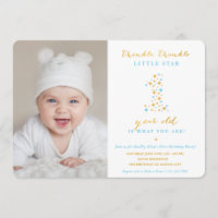 Twinkle Little Star First Birthday Invitations Boy