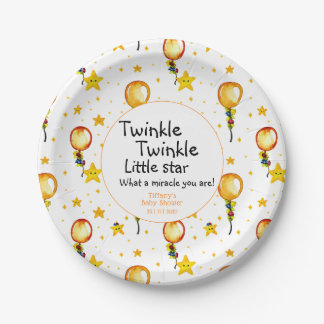 Twinkle Little Star Gender Neutral Baby Shower Paper Plate