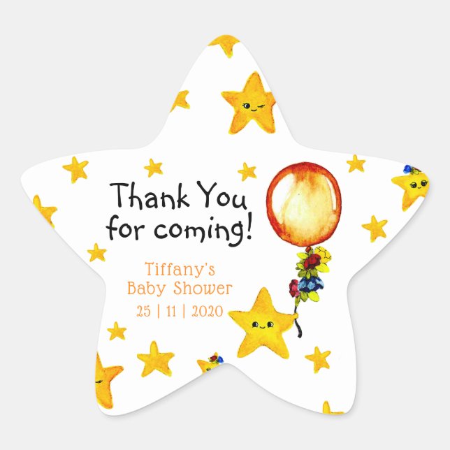 Twinkle Little Star Gender Neutral Baby Shower Star Sticker (Front)