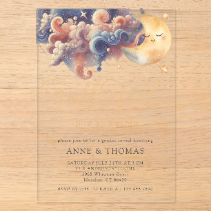 Twinkle Little Star Gender Reveal Custom Party  Acrylic Invitations