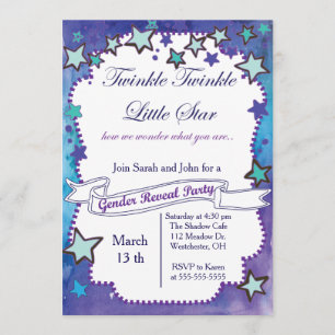 Twinkle Little Star Gender Reveal Invitation