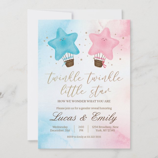 Twinkle Little Star Genre Reveillez Invitation (Devant)