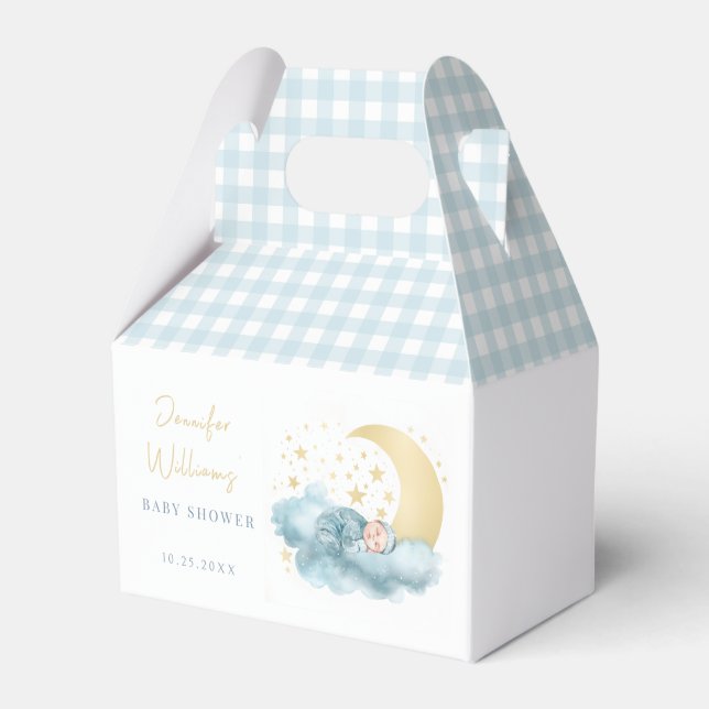 Twinkle little star gold baby boy shower favour bo favor box (Front Side)
