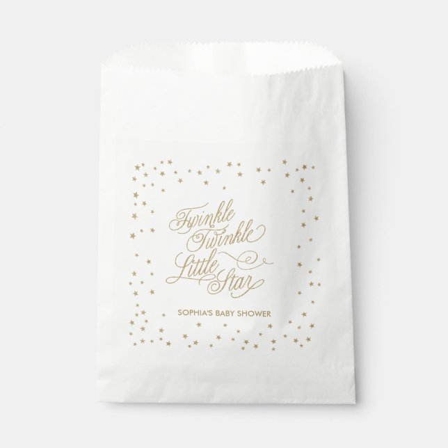 Twinkle Little Star Gold Baby Shower  Favour Bag (Front)