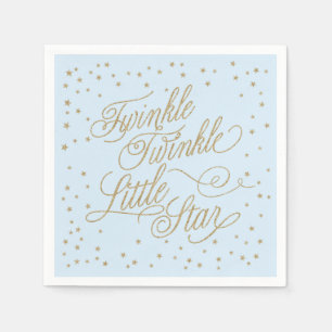 Twinkle Little Star Gold & Blue Baby Shower Napkin