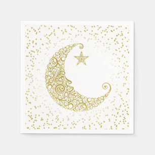 Twinkle Little Star Gold Moon White Napkin
