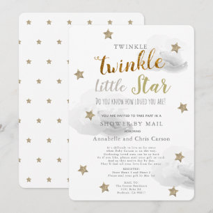 Twinkle Little Star Grey Cloud Baby Shower By Mail Invitation
