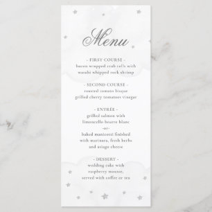 Twinkle Little Star Grey Elegant Baby Shower Menu