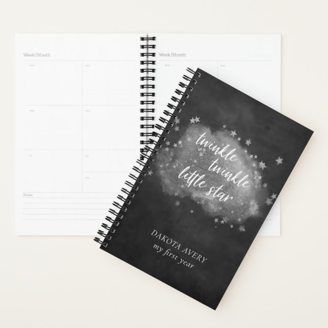 Twinkle Little Star | Gris de charbon et argent (Devant avec enveloppe)