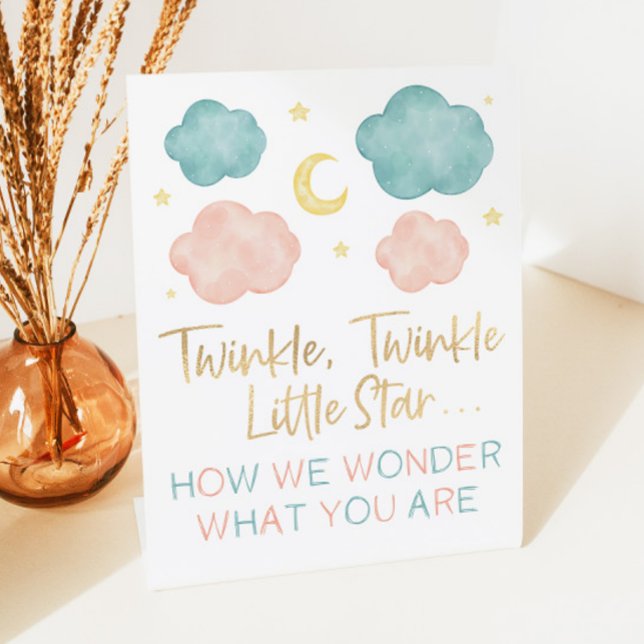 Twinkle Little Star How We Wonder Gender Reveal Pedestal Sign (Creator Uploaded)
