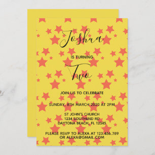 Twinkle Little Star invitation d'anniversaire jaun