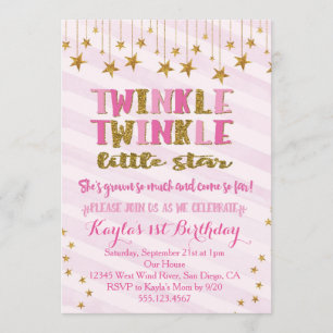 Twinkle Little Star Invitation rose
