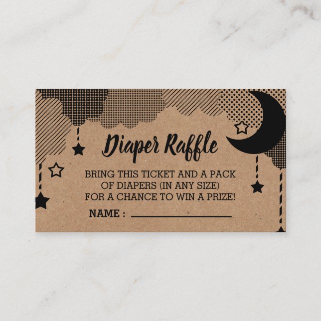 Twinkle Little Star Kraft Diaper Raffle Ticket Enclosure Card (Front)