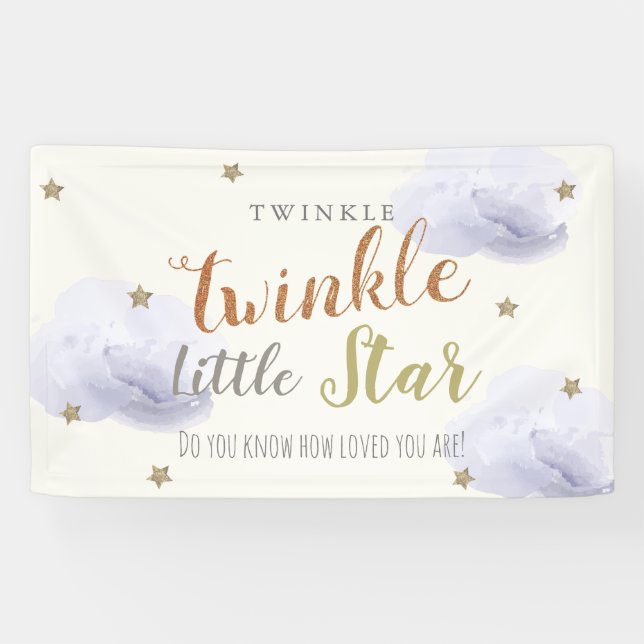 Twinkle Little Star Lavender Baby Shower Banner (Horizontal)