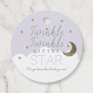 Twinkle Little Star Lilac Baby Shower Thank You Favour Tags