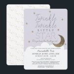 Twinkle Little Star Lilac Drive-by Baby Shower Invitation<br><div class="desc">This cute "twinkle twinkle little star" gender-neutral drive-by/thru baby shower invitation features a lilac purple / light lavender background with faux gold glitter stars, the crescent moon, and white clouds. The reverse side features a white background faux gold random dot patterns. Personalize for your needs. You can find more matching...</div>