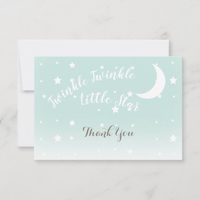 Twinkle little star mint thank you note cards (Front)