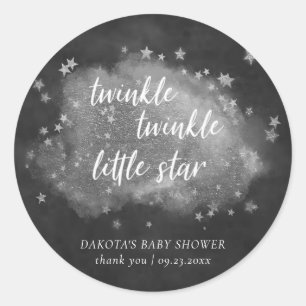 Twinkle Little Star Monochrome Shower Thank You Classic Round Sticker