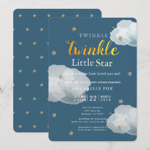 Twinkle Little Star Navy Baby Shower Invitation