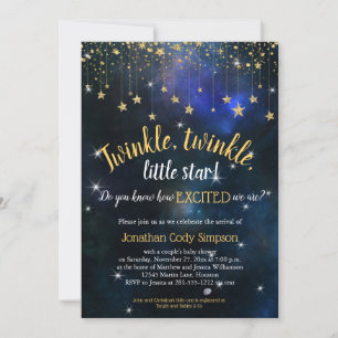 Twinkle Little Star Navy Gold Baby Shower Digital Invitation