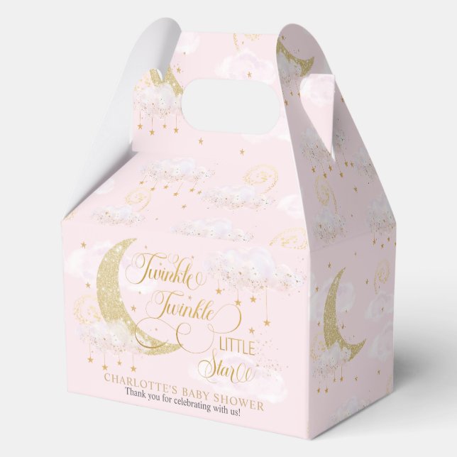 Twinkle Little Star Pink Baby Shower Birthday  Favor Box (Back)