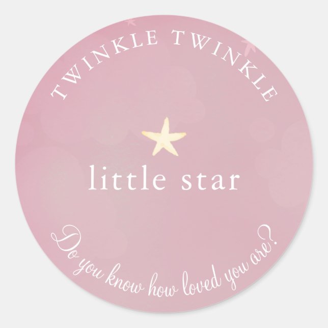 Twinkle Little Star Pink Baby Shower Classic Round Sticker (Front)