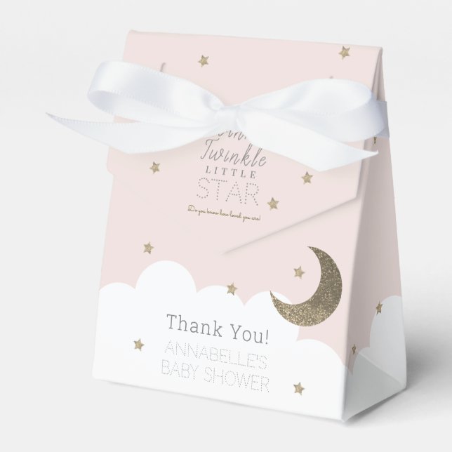 Twinkle Little Star Pink Baby Shower Favor Box (Front Side)