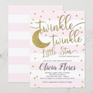 Twinkle Little Star Pink Baby Shower Invitation