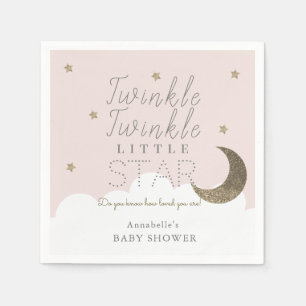 Twinkle Little Star Pink Baby Shower Paper Napkin