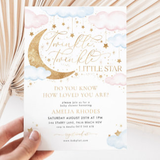 Twinkle Little Star Pink Blue Baby Shower Invitation
